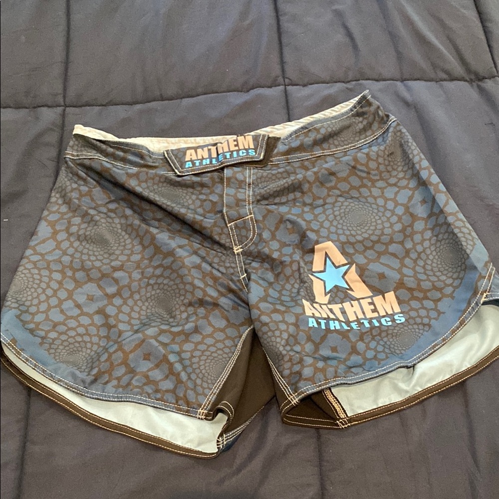 Anthem Athletics Gray and Blue Shorts for bjj